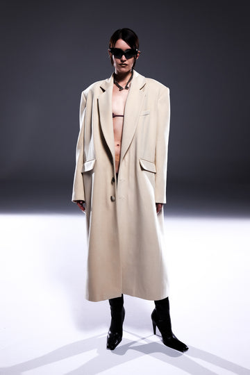 Vanilla Oversize Coat With Shoulder Pads