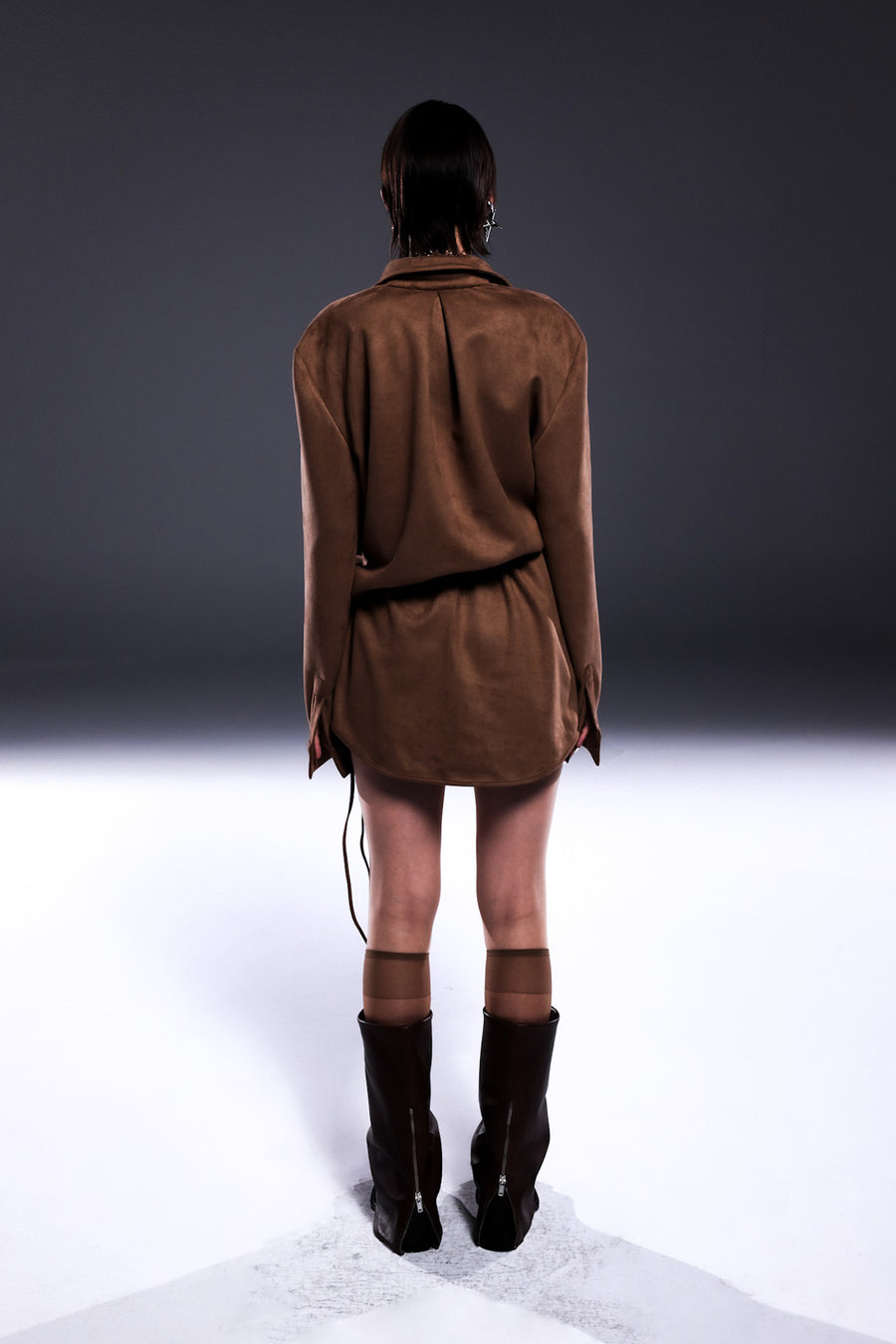 Taupe Brown Suede Shirt Dress