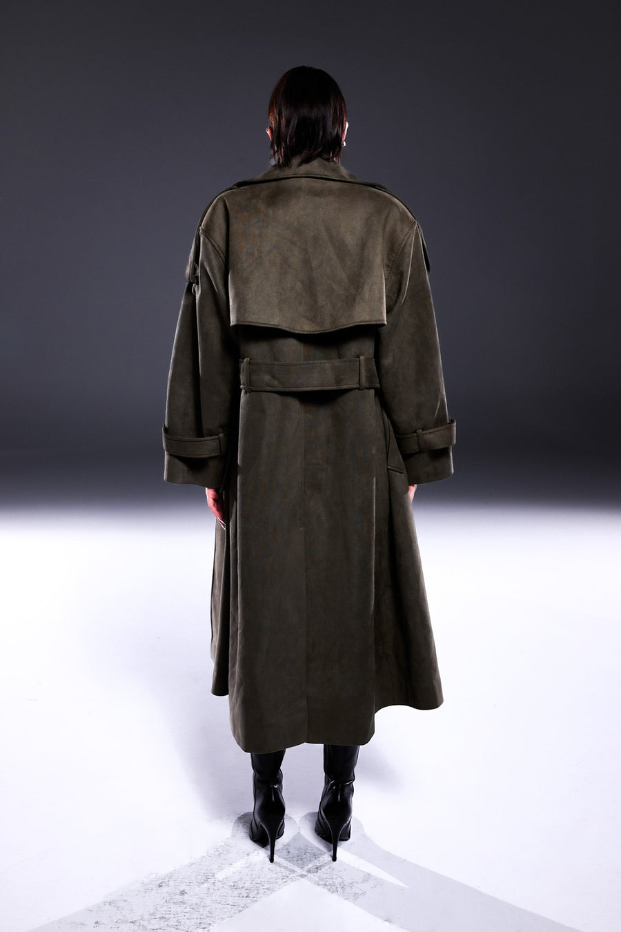 Khaki Suede Oversize Trenchcoat