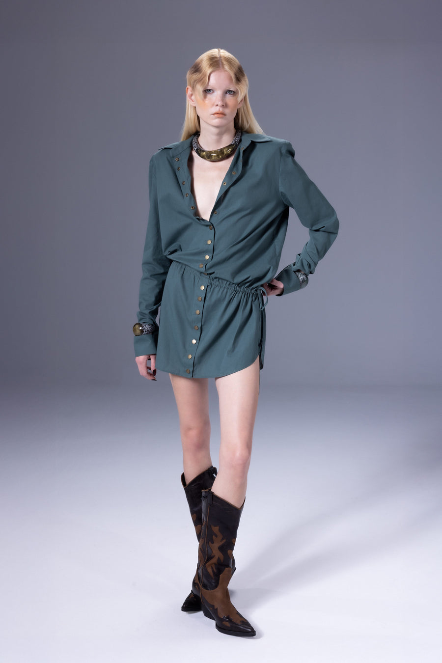 Mint-Green Shirt Dress