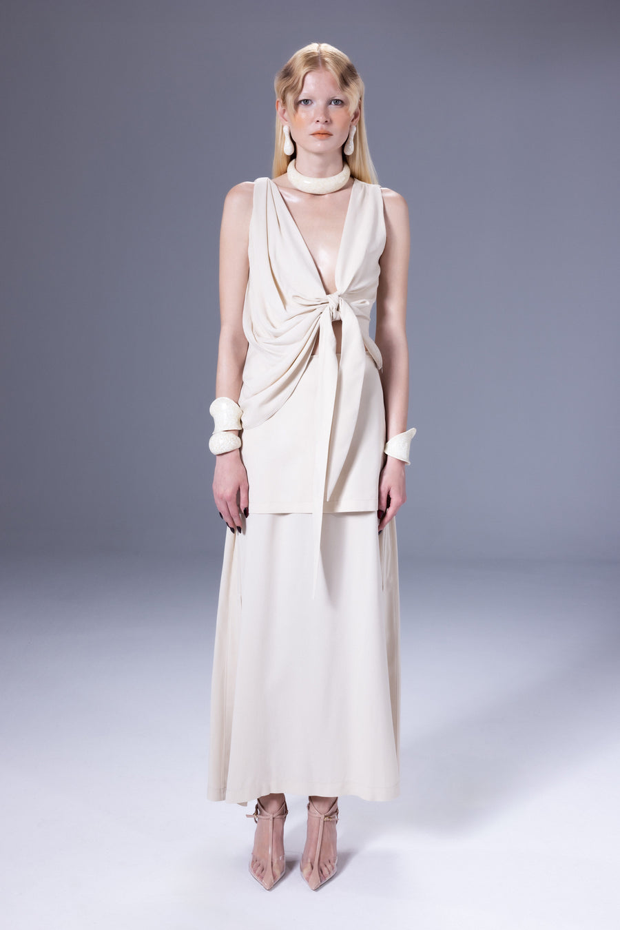 Layered Cotton Mid-Length Skirt