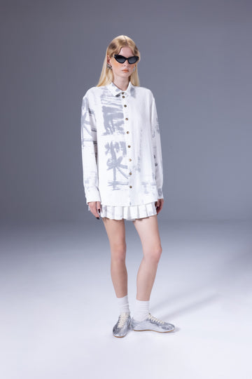 White Calligraphy Oversize Shirt