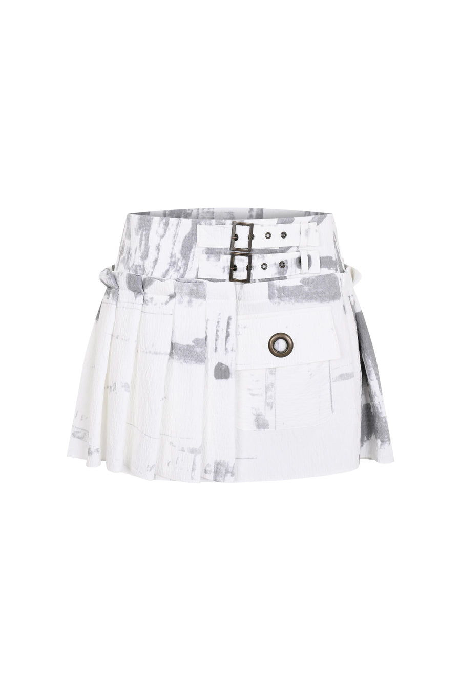 White Calligraphy Pleated Skirt