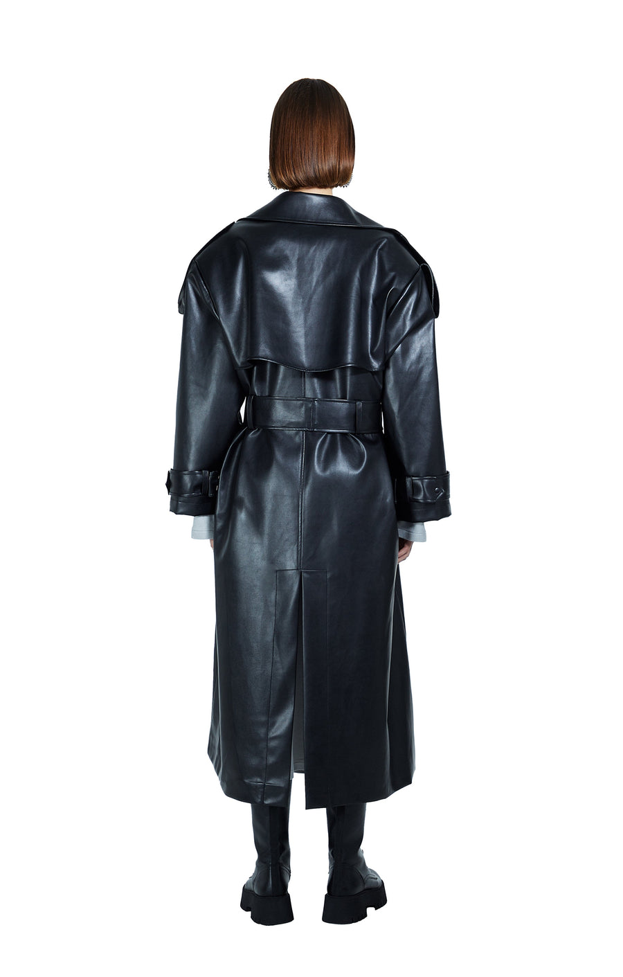 Faux Black Leather Women’s Coat