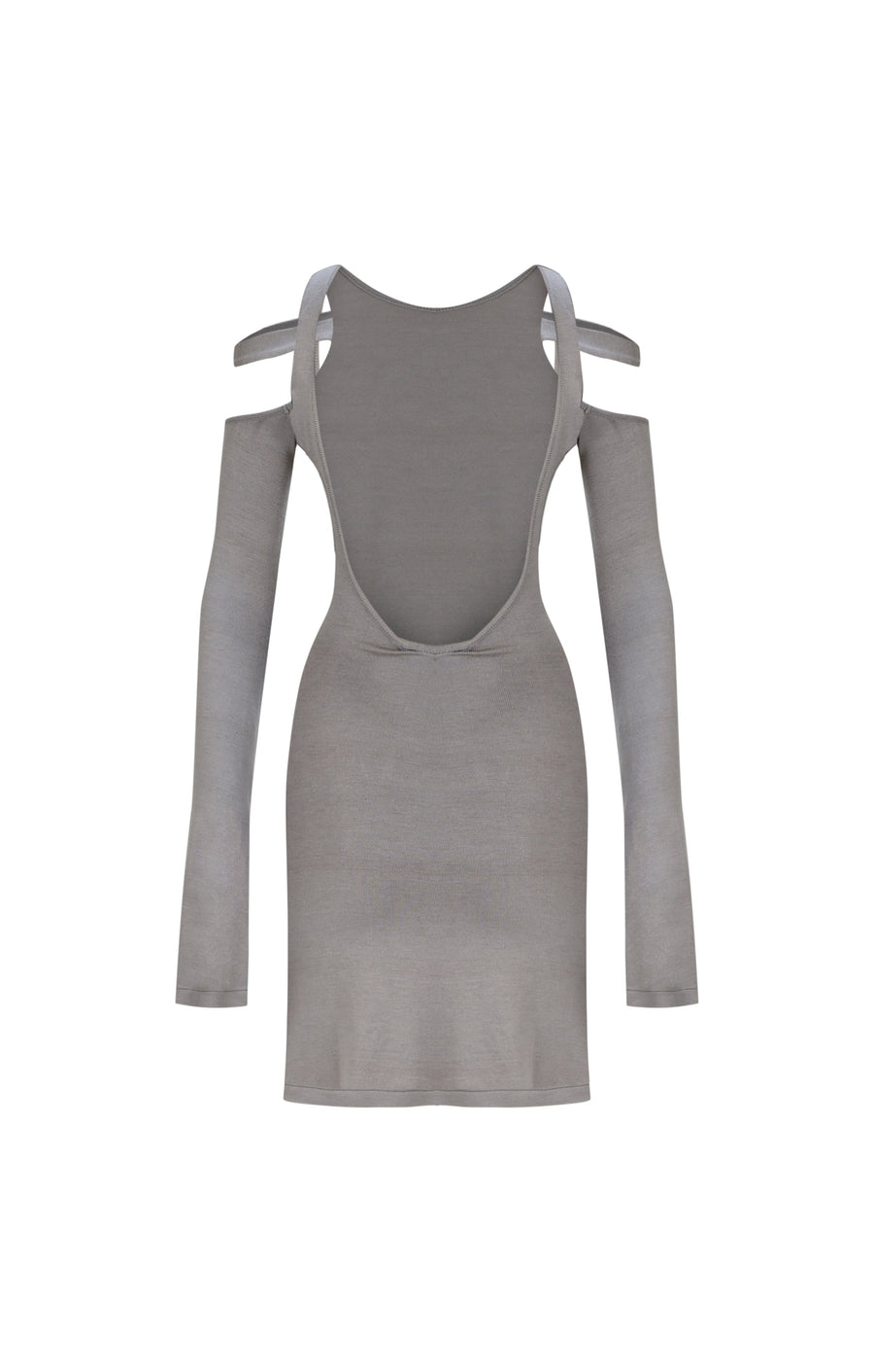 Knitted Grey Mini Backless Dress