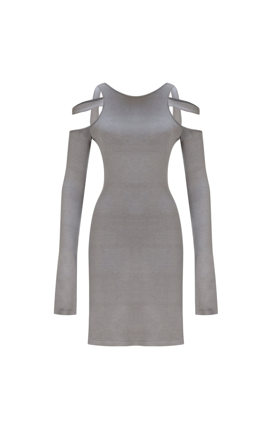 Knitted Grey Mini Backless Dress