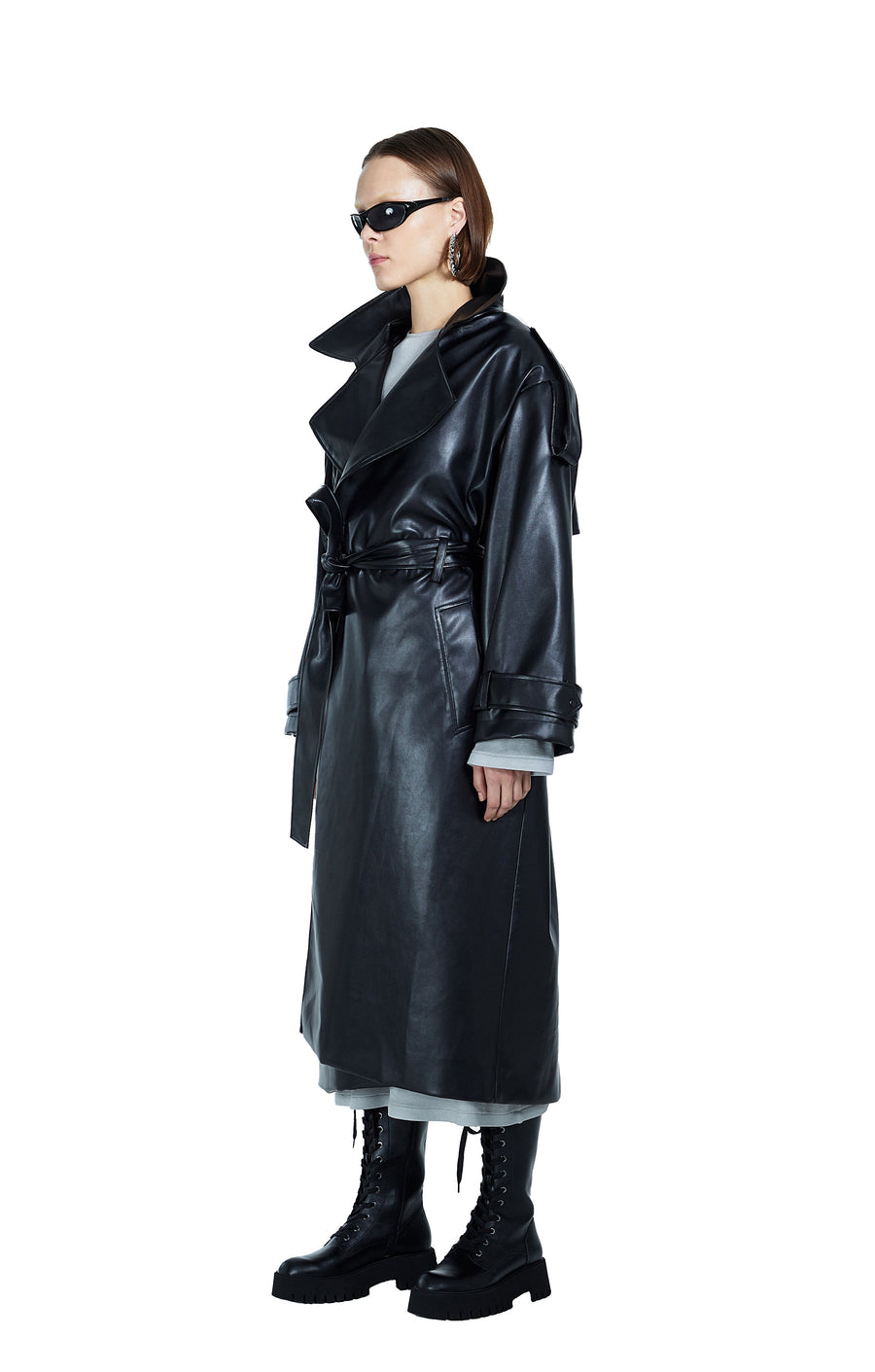 Faux Black Leather Women’s Coat